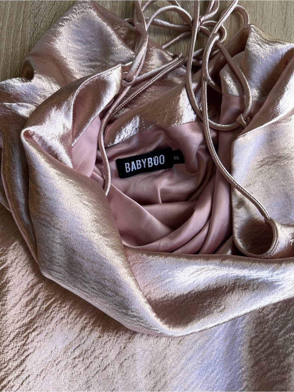 Babyboo Pink Satin Cowl Neck Mini Dress XS - Picture 6 of 6